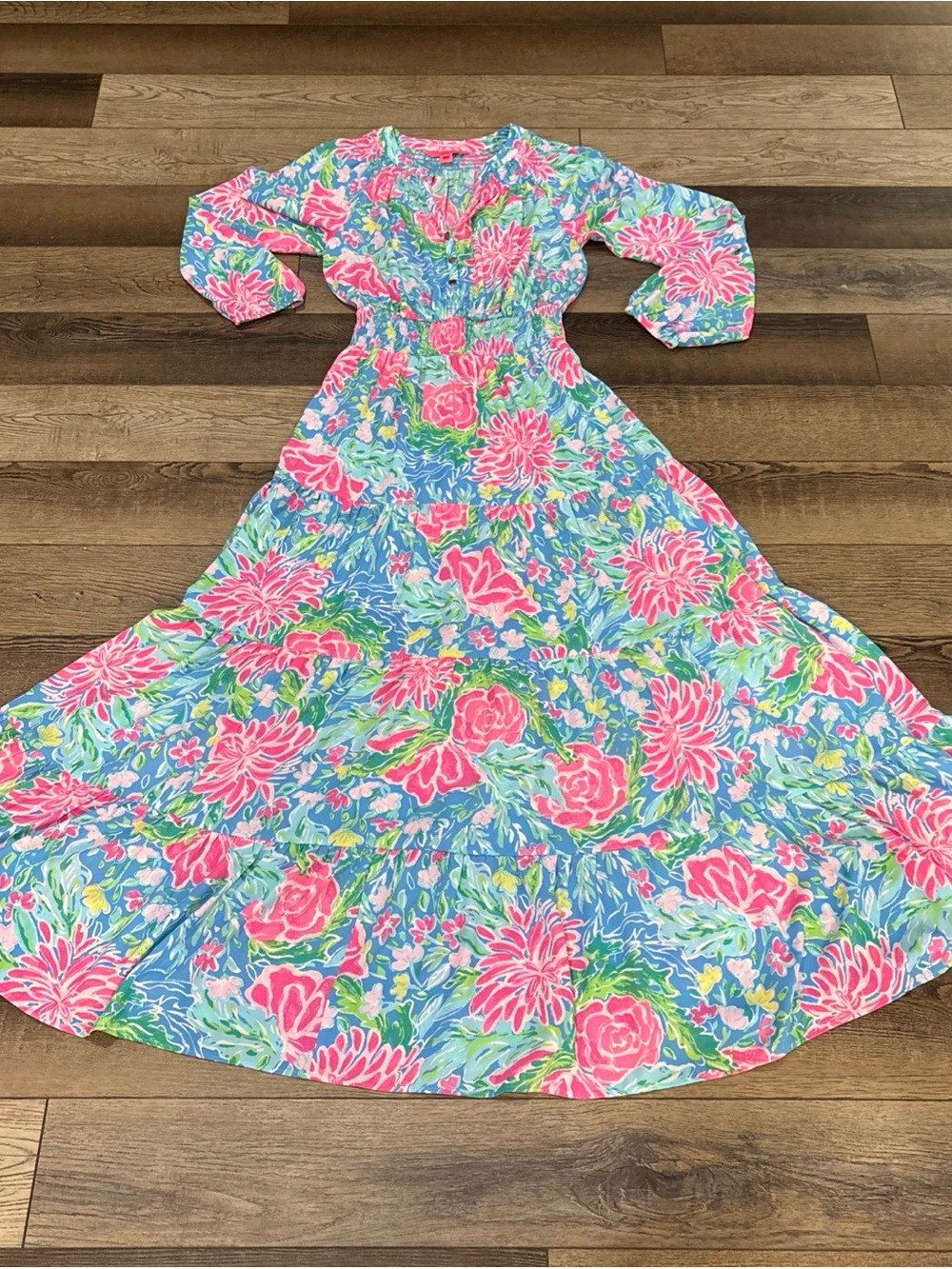 Lilly Pulitzer Pauline Maxi in Zanzibar Blue Bunny Business Floral Dress S